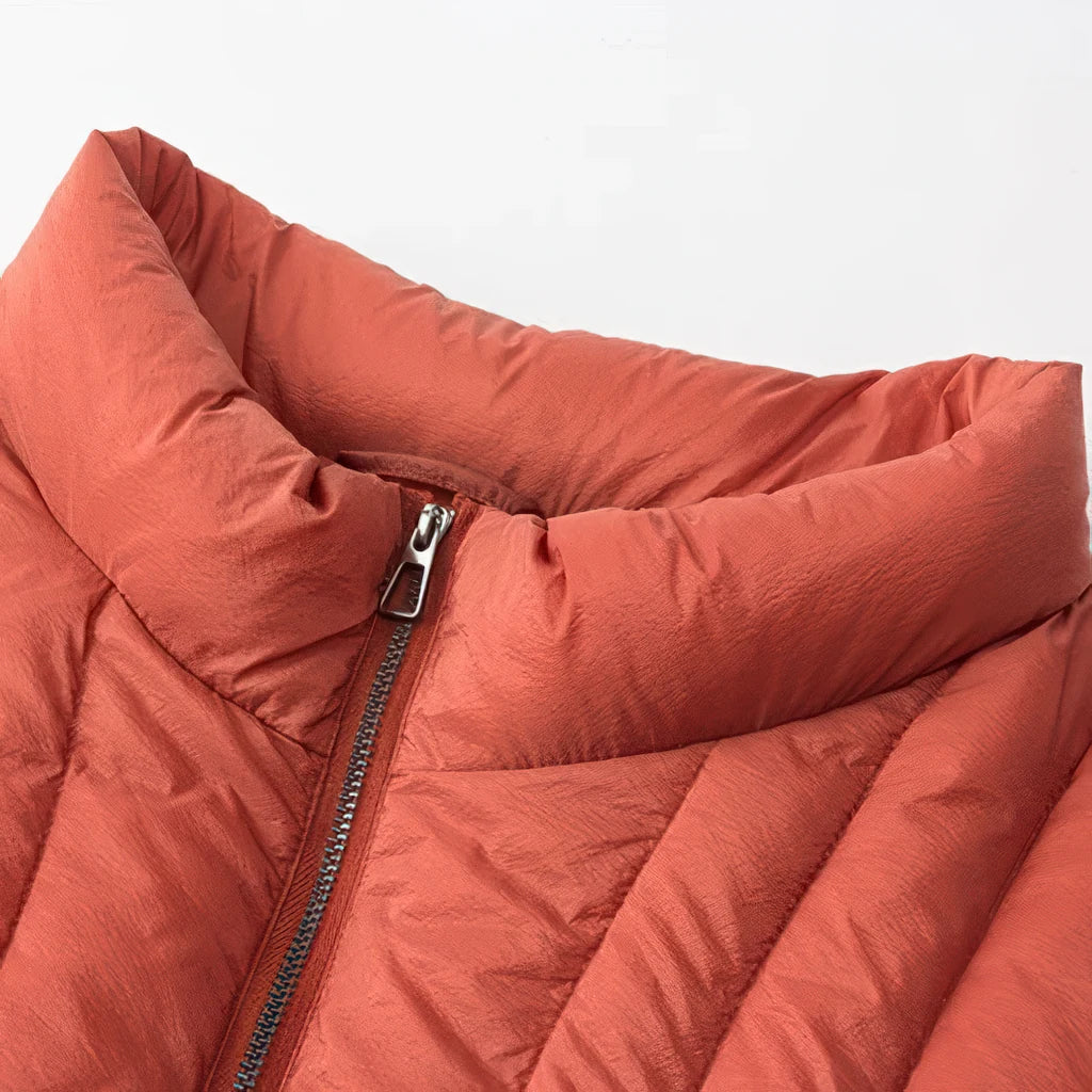 Veste Doudoune sans Manche Femme, col montant et zip, terracotta