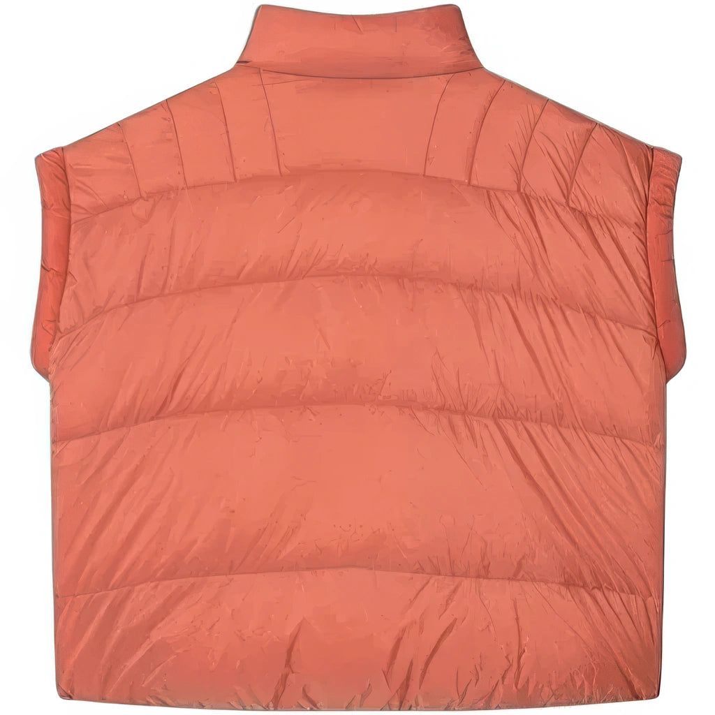 Veste Doudoune sans Manche Femme, posée à plat de dos, terracotta